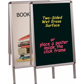 Bi-Silque Visual Communication Products  DKT30505072 MasterVision Wet Erase A-Frame Sign Board, Poster Holder, 33" X 22", Aluminum Frame, Black Surface image.