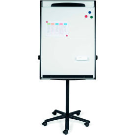 Bi-Silque Visual Communication Products  EA48062119 MasterVision Magnetic Steel Dry-Erase Mobile Presentation Easel, Black & Silver, 29.5" X 42" image.