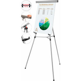 Bi-Silque Visual Communication Products  FLX05102MV MasterVision 3-Leg Heavy-Duty Telescoping Display Easel, Silver image.