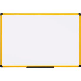 Bi-Silque Visual Communication Products  MA0315177 MasterVision Industrial Magnetic Steel Dry-Erase Board, 24" X 36", Yellow Aluminum Frame image.