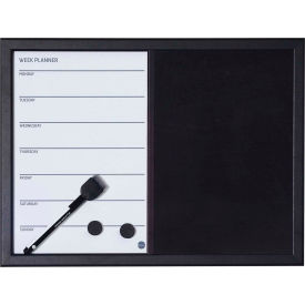 Bi-Silque Visual Communication Products  MX04445161 MasterVision Magnetic Combo Week Planner, Dry-Erase & Black Felt Board, 18" X 24" Black Frame image.