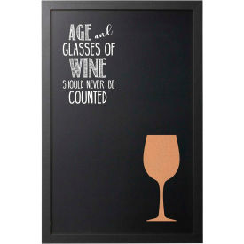 Bi-Silque Visual Communication Products  PM0327168 MasterVision Vino Combo Quote Chalkboard, 16" X 24", Black Frame, Wallmount image.
