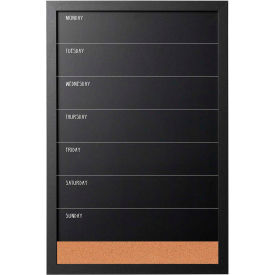 Bi-Silque Visual Communication Products  PM0329168 MasterVision Combo Chalkboard Week Planner, 16" X 24", Black Frame, Wallmount image.