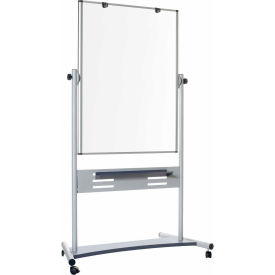 Bi-Silque Visual Communication Products  QR5203 MasterVision Magnetic Double-Sided Dry-Erase Mobile Revolving Easel 36" X 48", Gray image.