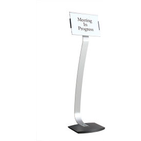 Bi-Silque Visual Communication Products  SIG02020202 MasterVision Contemporary Sign Stand, Silver/Black, 8" x 42" image.