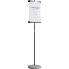 Bi-Silque Visual Communication Products  SIG03030303 MasterVision Adjustable Clip Sign Stand, 73" X 12", Gray Stand image.