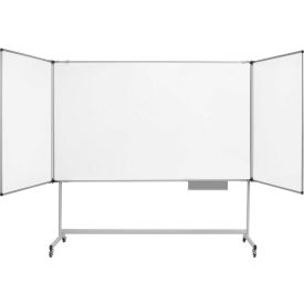 Bi-Silque Visual Communication Products  TS05042170 MV Industrial Mobile Magnetic Trio Dry-Erase Board Easel 80" X 40" image.
