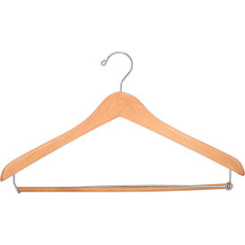 Beverly Coat Hangers Co Inc 70-DBL 17" Wood Hanger for Mens Suit, Standard Hook, Natural w/ Chrome Hardware, 100/Case image.
