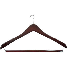 Beverly Coat Hangers Co Inc K-20-DBW/C 17" Wood Hanger for Mens Suit, Mini-Hook, Walnut w/ Chrome Hardware, 100/Case image.