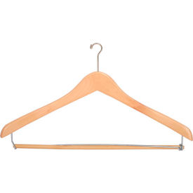 Beverly Coat Hangers Co Inc K-70-DBL 17" Wood Hanger for Mens Suit, Mini-Hook, Natural w/ Chrome Hardware, 100/Case image.
