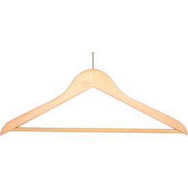 Beverly Coat Hangers Co Inc P-66 18" Flat Wood Hanger for Mens Suit, Balltop Hook, 100/Case image.