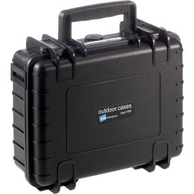 B&W North America 1000/B/SI B&W Type 1000 Small Outdoor Waterproof Case W/ Sponge Insert Foam 10-3/4"L x 8-1/2"W x 4H, Black image.