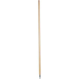 United Stationers Supply BWK138 Boardwalk® Metal Tip Threaded Hardwood Broom Handle, 1.13" x 60", Natural image.