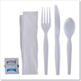 United Stationers Supply BWKFKTNSHWPSWH Boardwalk® Six-Piece Cutlery Kit, Heavyweight, White, 250/Case image.