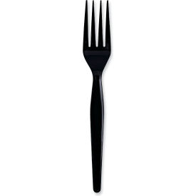 United Stationers Supply BWKFORKHWPSBIW Boardwalk® Heavyweight Wrapped Polystyrene Cutlery, Fork, Black, 1,000/case image.