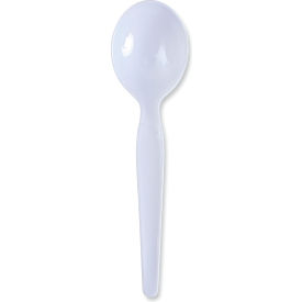 United Stationers Supply BWKSOUPHWPSWH Boardwalk® Heavyweight Polystyrene Cutlery, Soup Spoon, White, 1000/case image.