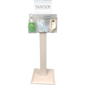 BRAESIDE HOLDINGS LLC DXHS-1854 Braeside Health & Hygiene Station with Floor Stand and Removable Header, Cream image.