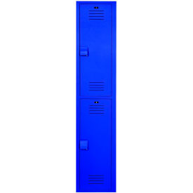 BRADLEY CORP LK1212602HV-203 Bradley® 2-Tier 2 Door Lenox Plastic Locker, 12"W x 12"D x 60"H, Deep Blue, Assembled image.