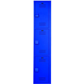 BRADLEY CORP LK1212603HV-203 Bradley® 3-Tier 3 Door Lenox Plastic Locker, 12"W x 12"D x 60"H, Deep Blue, Assembled image.