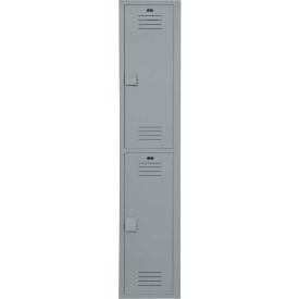 BRADLEY CORP LK1215722HV-200 Bradley® 2-Tier 2 Door Lenox Plastic Locker, 12"W x 15"D x 72"H, Gray, Assembled image.