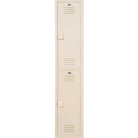 BRADLEY CORP LK1218602HV-202 Bradley® 2-Tier 2 Door Lenox Plastic Locker, 12"W x 18"D x 60"H, Beige, Assembled image.