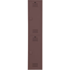 Bradley Corporation LK1218722HV-247 Bradley® 2-Tier 2 Door Wardrobe Locker w/ Padlock Hasp, 12"W x 18"D x 72"H, Toffee, Assembled image.
