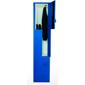 Bradley Corporation LK181860ZHV-203 Bradley® 2-Tier 2 Door Wardrobe Z-Locker w/ Padlock Hasp, 18"Wx18"Dx60"H, Deep Blue, Assembled image.