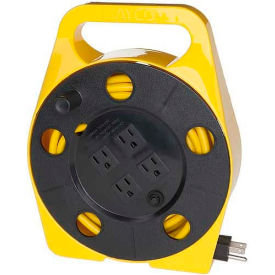 Bayco Products SL-755 Bayco® Quad Plug Cord Reel SL-755, 16/3 GA, 25L Cord, Yellow image.