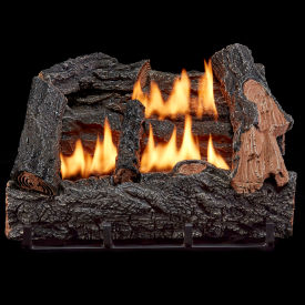 18" Vent Free Dual Fuel Gas Log Set with Manual Control, 30000 BTU, Brown view 2