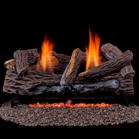 24" Vent Free Indoor Natural Gas Log Set with Remote Control, 33000 BTU, Stacked Oak view 2