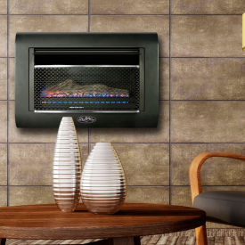 Duluth Forge Dual Fuel Ventless Linear Wall Gas Fireplace w/ Log 26000 BTU T-Stat Control