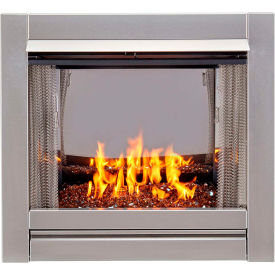 Duluth Forge Ventless Stainless Gas Fireplace Insert w/ Copper Glass Media 24000 BTU Manual Ctrl