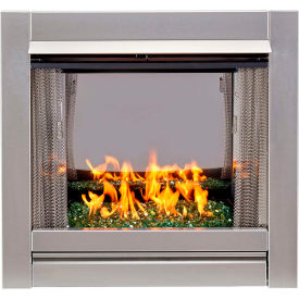 Duluth Forge Ventless Stainless Gas Fireplace Insert w/ Emerald Glass Media 24000 BTU Manual Ctrl