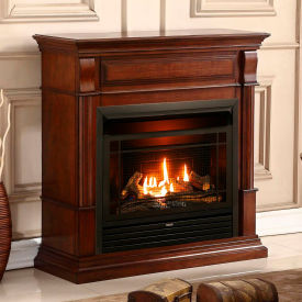 Duluth Forge Dual Fuel Ventless Gas Fireplace w/ Mantel 26000 BTU Remote Control Auburn Cherry