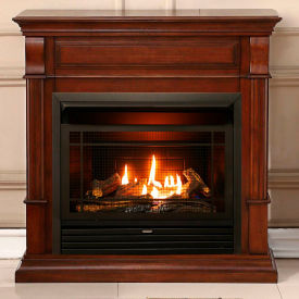 Duluth Forge Dual Fuel Ventless Gas Fireplace w/ Mantel 26000 BTU T-Stat Control Auburn Cherry