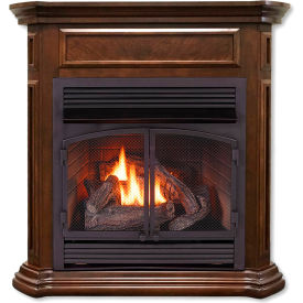 Duluth Forge Dual Fuel Ventless Gas Fireplace w/ Mantel 32000 BTU Remote Control Nutmeg