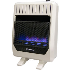 ProCom Ventless Dual Fuel Blue Flame Wall Heater w/ Blower & Base Feet, 20000 BTU, T-Stat Control