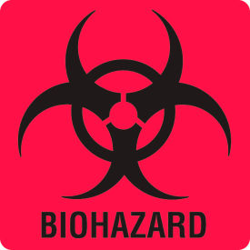 Biohazard Labels, 6" x 6", Red view 2