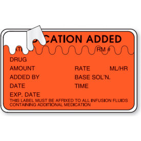 Medication Added Labels-Zig-Zag, 2-1/2" x 1-1/2", Orange, 400/Roll view 2