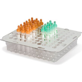 Hi-Capacity Disposable Tube Rack for 16mm, Clear/Gray, 80-Place, Pack of 10 view 2