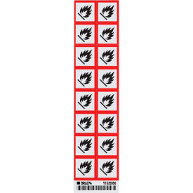 Paper GHS Flammable Labels, 1" x 1", White/Black/Red, 16/Pack view 2