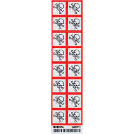 Vinyl GHS Severe Toxic Labels, 1" x 1", White/Black/Red, 16/Pack view 2