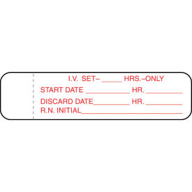IV Tubing Labels-__ Hrs, 3" x 3/4", White/Red, 1000/Pack view 2