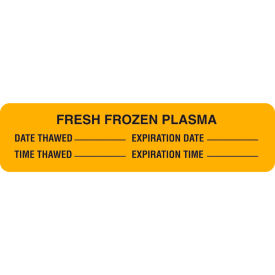 Fresh Frozen Plasma Label, 3-1/2" x 7/8", Fluorescent Orange, 1000 Labels view 2