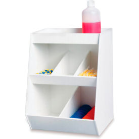 Fixed Benchtop Organizer with 5 Bins & 1 Shelf, 12"W x 10"D x 16"H, White view 2