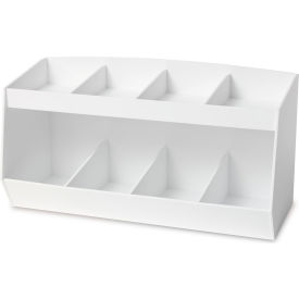 Fixed Benchtop Organizer with 8 Bins, 24"W x 10"D x 12"H, White view 2