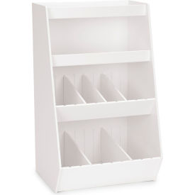Adjustable Benchtop Organizer with 8 Bins & 2 Shelf, 12"W x 10"D x 20"H, White view 2