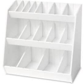 Adjustable Benchtop Organizer with 16 Bins, 12"W x 7-15/16"D x 12"H, White view 2
