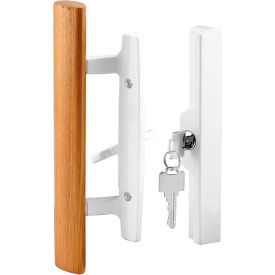 Prime-Line Products Company C 1316 Prime-Line C 1316 Sliding Door Handle Set, Wood Handle, White Diecast, Keyed image.