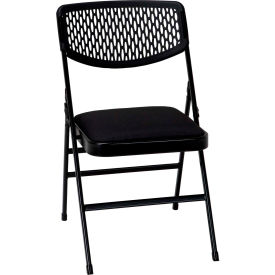 Bridgeport Ultra Comfort Commercial Fabric and Resin Mesh Folding Chair - Black, Pack of 4